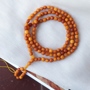 天然蜜蜡海飘籽原皮料佛珠链 虎珀蜜蜡链饰品礼物 男女款