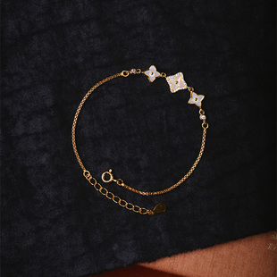 零工费925纯银镀金星星款手链 女款时尚流行原创手链 女款手饰