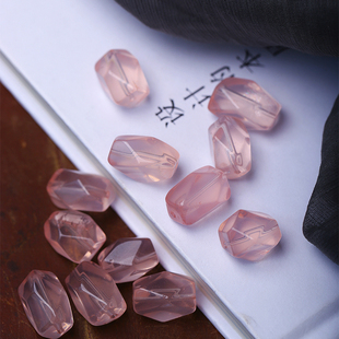 天然粉水晶随形配件粉水晶散珠子DIY手链项链串珠配饰粉水晶饰品