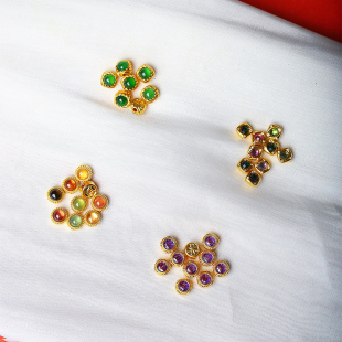 18K金镶嵌翡翠碧玺隔珠散珠配件 diy手链串珠材料配饰饰品 女款