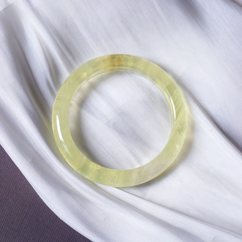 天然水晶黄水晶柠檬黄手镯 女款冰透黄水晶手镯送闺蜜饰品礼物