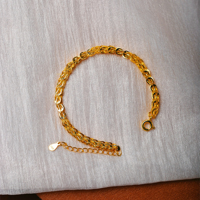 特价超值925纯银镀金款凤尾手链