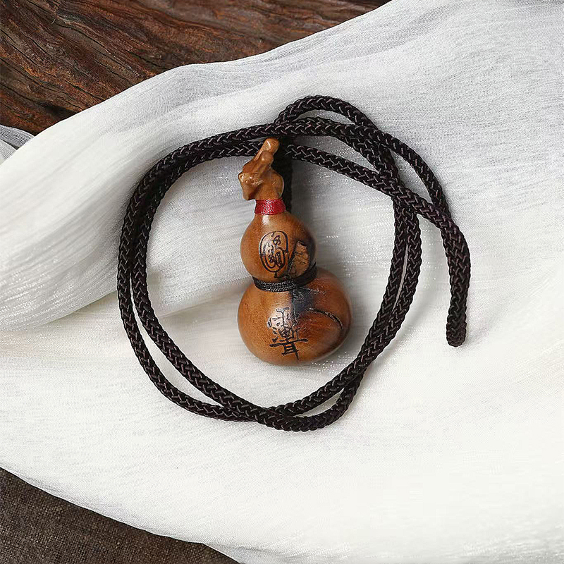 天然老桃木雷击木带雷痕款葫芦吊坠 男女款桃木本命年挂坠饰品