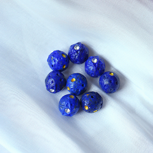 天然青金石散珠单颗星球珠宇宙地球半成品饰品DIY材料配珠散珠