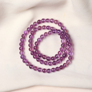 淡紫色水晶饰品 女款 超值推荐 天然巴西料紫水晶圆珠三圈手链