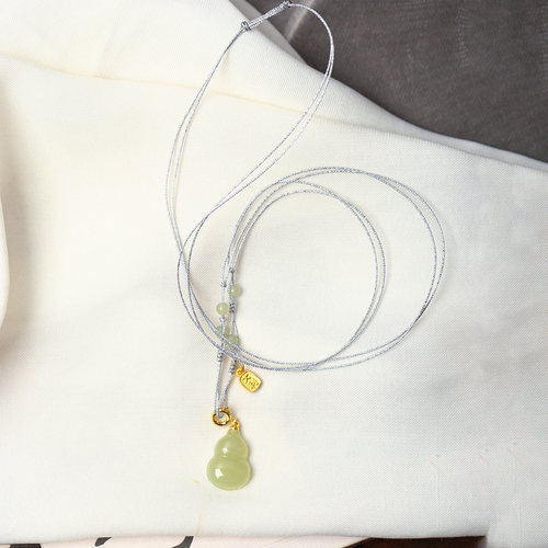 天然和田玉青玉小葫芦原创款吊坠 女款玉石福禄项链挂坠饰品