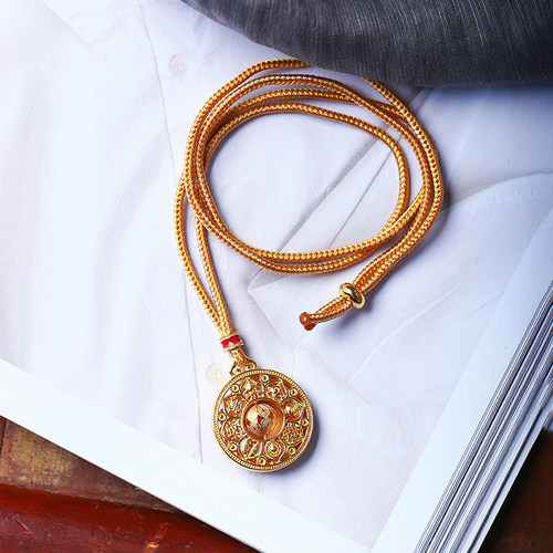 999纯银镀金八宝罗盘时来运转款吊坠 女款国风系列足银挂坠饰品