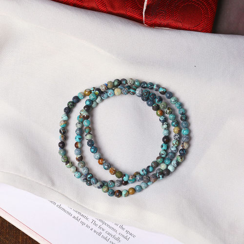 工厂福利天然原矿绿松石单圈手链 有铁线纹矿坑 女款松石饰品