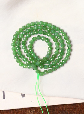 天然和田玉俄罗斯碧玉乌兰海圆珠款手链佛珠链男女款玉石手串饰品