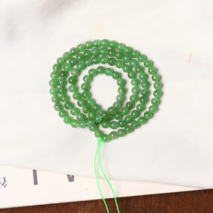 天然和田玉俄罗斯碧玉乌兰海圆珠款 玉石手串饰品 手链佛珠链男女款