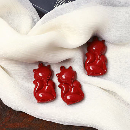 天然原矿紫金砂高含量朱砂媚狐狐狸吊坠女款狐牌 紫金砂挂坠饰品