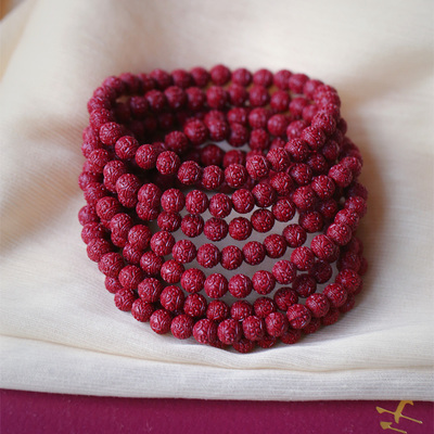 原矿朱砂紫金砂回纹珠圆珠手链