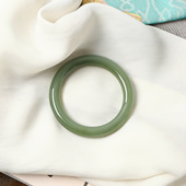 天然和田玉青海料老料青玉湖水绿色手镯 玉石镯子妈妈镯饰品 女款