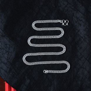 999纯银项链男士款潮牌足银链子高级感锁骨链马鞭链女男生古巴链