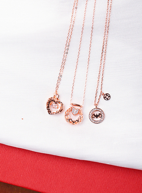 工厂特价0工费清货 S925银爱心项链锆石可调节女小清新饰品锁骨链