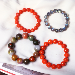 一物一图 孤品清仓捡漏 天然水晶手链发晶碧玺花珀拉长石南红玛瑙