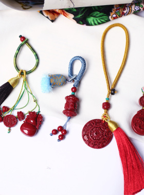 高含量朱砂天然朱砂紫金砂包挂手机挂钥匙扣手工编织流苏男女挂饰