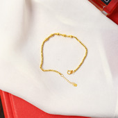 18K金亮面葫芦搭配车花蹦迪珠款 K金手链 黄金AU750金正品 手链 女款