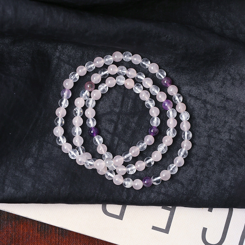 天然水晶多宝款三圈手链紫水晶超七粉水晶白水晶多圈女款水晶手串