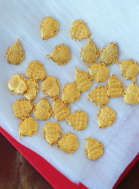 925纯银古法金葫芦款吊坠 女款手链银吊坠配饰品礼物