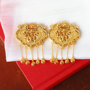 爆款999纯银镀金天子门生流苏锁包掐丝款吊坠 女款足银挂坠饰品