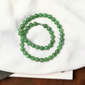 玉石闺蜜项链饰品礼物 女款 天然俄罗斯碧玉乌兰海圆珠款 项链