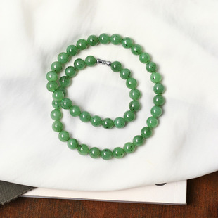 玉石闺蜜项链饰品礼物 女款 天然俄罗斯碧玉乌兰海圆珠款 项链