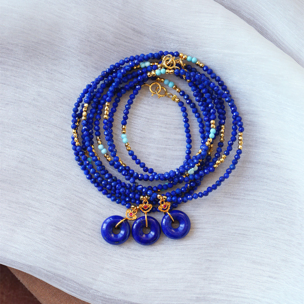 天然青金石刻面珠搭配青金平安扣吊坠原创款项链 女款水晶饰品,饰品/流行首饰/时尚饰品新,手饰/手串,淘宝优惠券,粉丝福利购,淘宝优惠卷