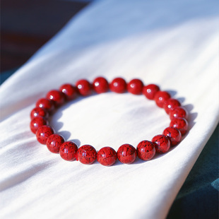 工厂源头原矿朱砂晶体砂颗粒砂半透光砂圆珠款手链本命年朱砂女款