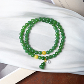 天然俄罗斯碧玉冰绿茶圆珠原创搭配两圈款 手链女碧玉手串饰品礼物