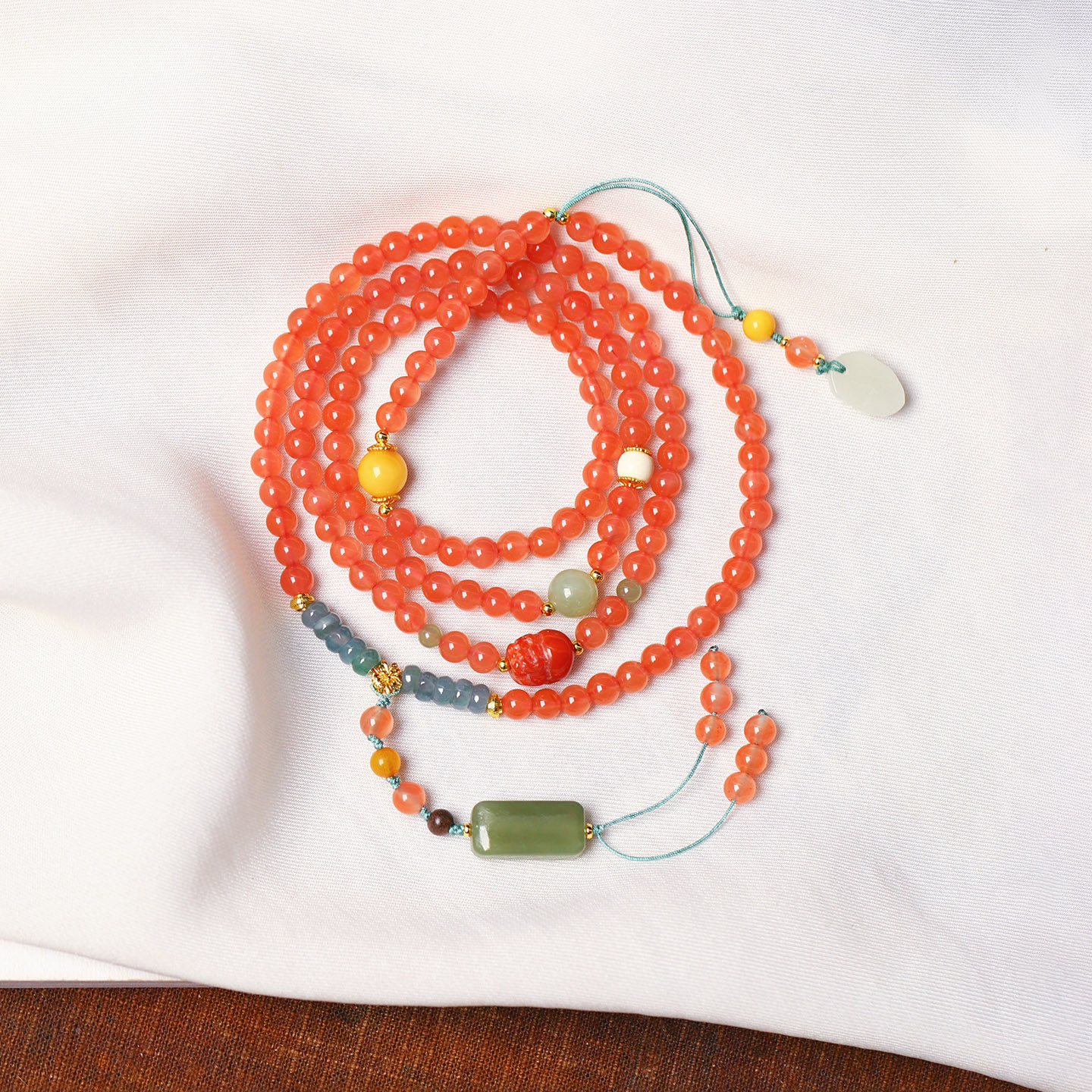 天然川料南红玛瑙樱桃红原创搭配款多圈手链项链 女款毛衣链饰品