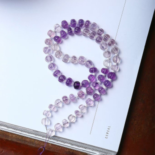 水晶锁骨链 简约清新款 天然紫水晶南瓜珠渐变色款 项链半成品女款