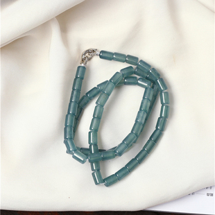 翡翠项链妈妈链饰品礼物 女款 天然A货翡翠冰透危料桶珠款 项链