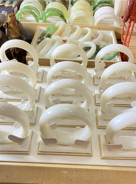 天然和田玉俄料老料羊脂白玉手镯