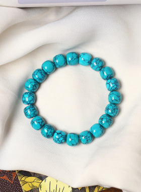 菱镁矿网花老型珠单圈手链瓷蓝色乌蓝花松石平替款手串男女款手串