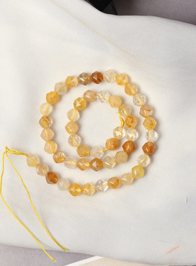 天然水晶黄胶花切面钻石款半成品长条 女款手链串珠散珠diy材料