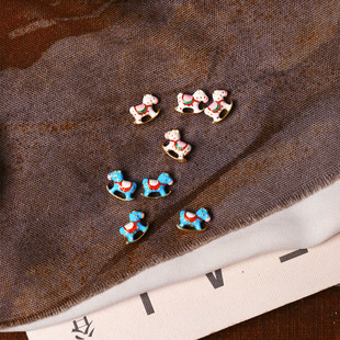 925纯银烧蓝珐琅彩景泰蓝技艺翘翘马配件DIY装饰手链配件小坠子