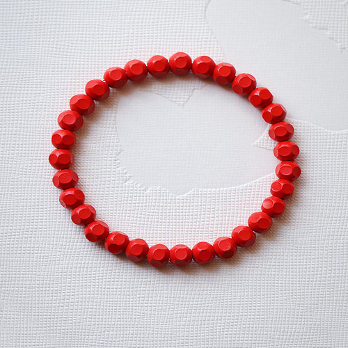 原矿朱砂红砂圆珠切面款手链