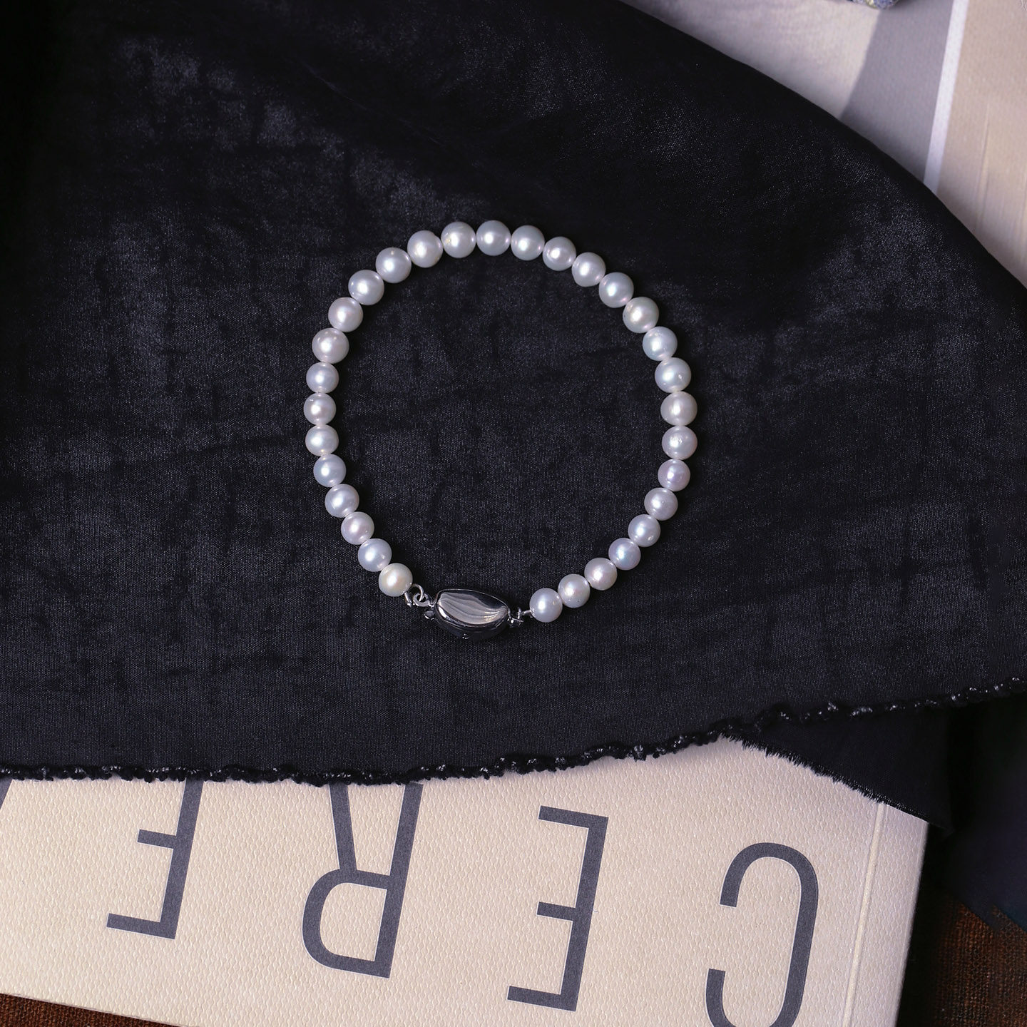 天然淡水白珍珠银扣款原创手链单圈女款珍珠简约款手串