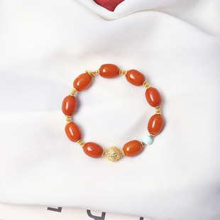 天然蜜蜡古董蜡老蜜蜡桶珠枣珠原创搭配手链女款 琥珀蜜蜡手串饰品