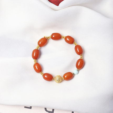 天然蜜蜡古董蜡老蜜蜡桶珠枣珠原创搭配手链女款琥珀蜜蜡手串饰品