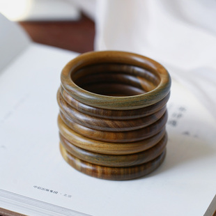 女款文玩木头手镯 天然绿檀木手镯 味道真的很香的天然木香