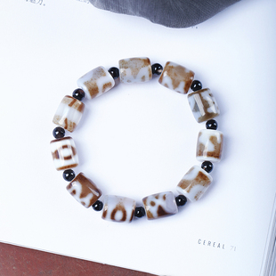 老料玛瑙天珠手串饰品礼物 男女款 天然玛瑙虎牙天珠桶珠款 手链