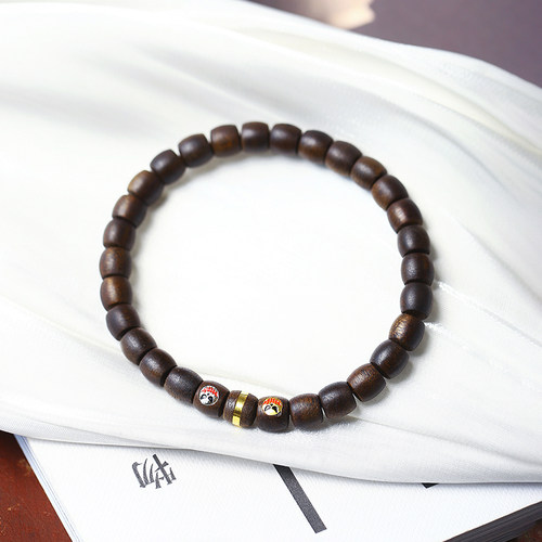 奇楠沉香直切搭配24K金配件手链