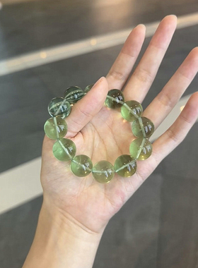 天然大颗粒冰透绿萤石手链