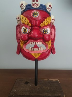 尼泊尔面具 纹身店装饰道具 玛哈嘎拉木雕