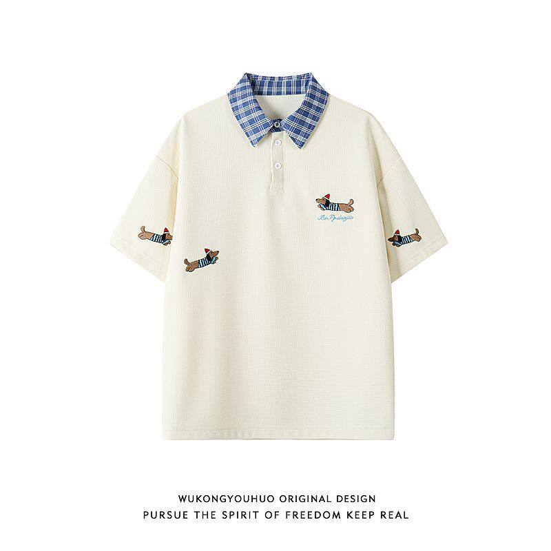 牧咚夏季美式ins复古短袖POLO衫