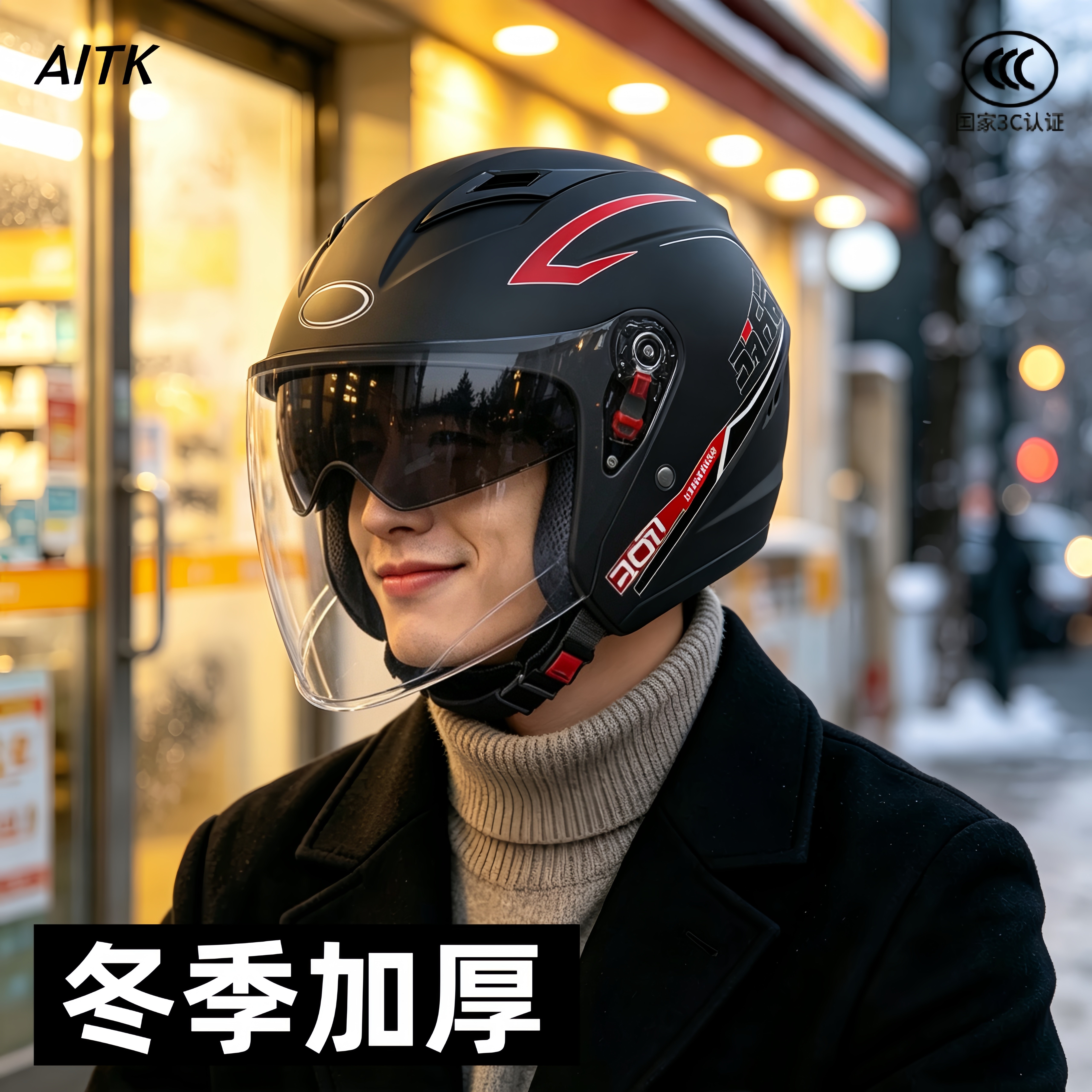 电动车头盔冬加厚男男同胞都懂啊