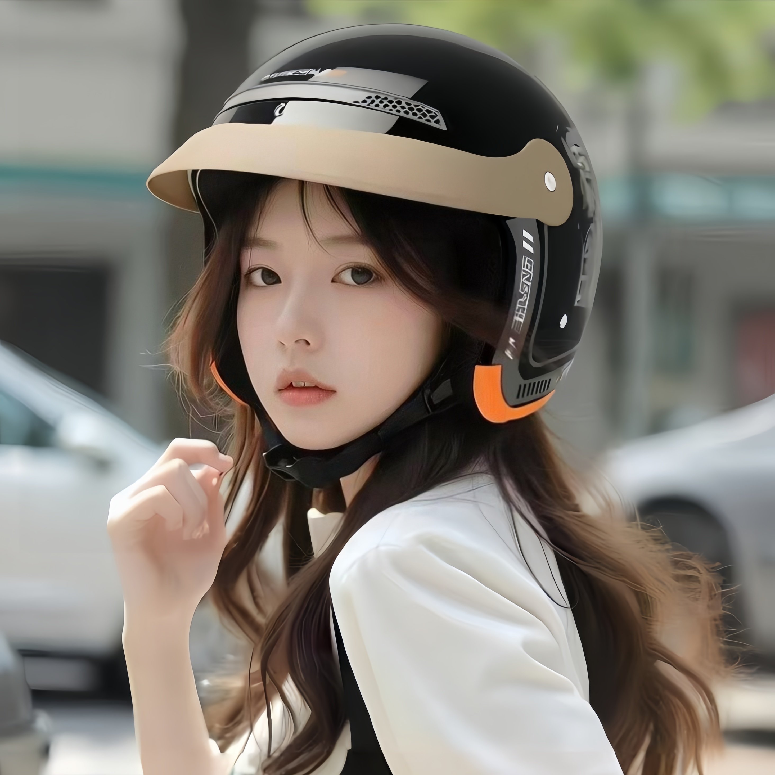 3C认证女士高颜值头盔电动车冬不压头发保暖摩托车半盔2025新款