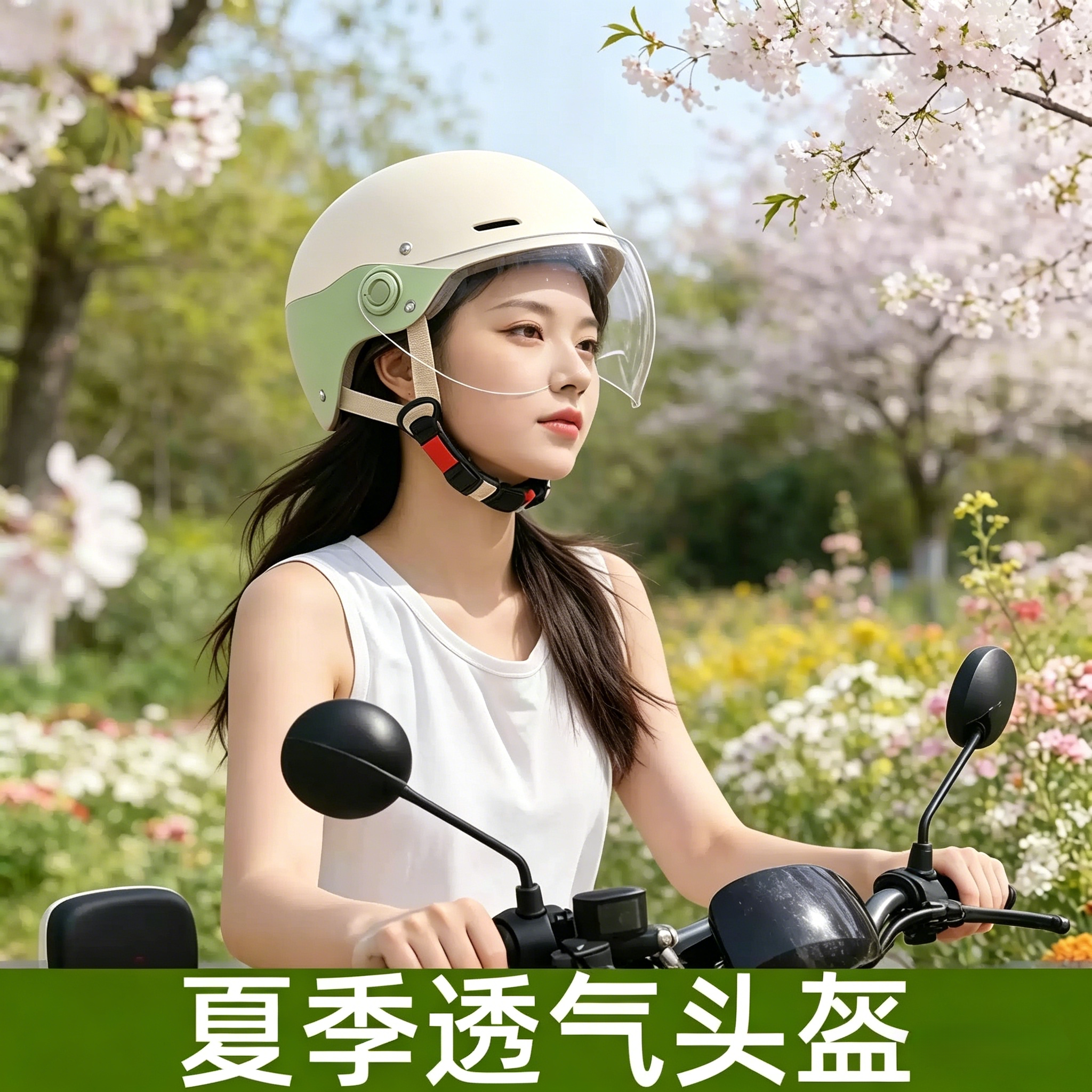 3C认证夏季头盔女款防晒不压头发2026新款电动车半盔透气轻便遮阳图片
